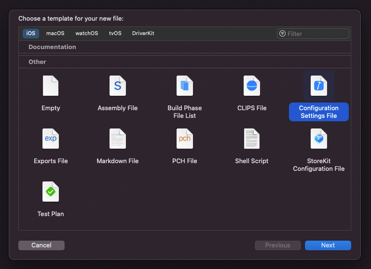 New file dialog